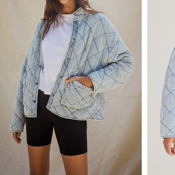FINAL SALE Vintage Quilted Blue 100% Laundered Cotton Jacket - Picture 7 of 8
